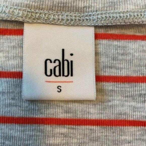 CAbi Women's Ruffle Tank 5331 Orange/Gray Striped Asymmetrical Top Sz Small - Picture 4 of 5